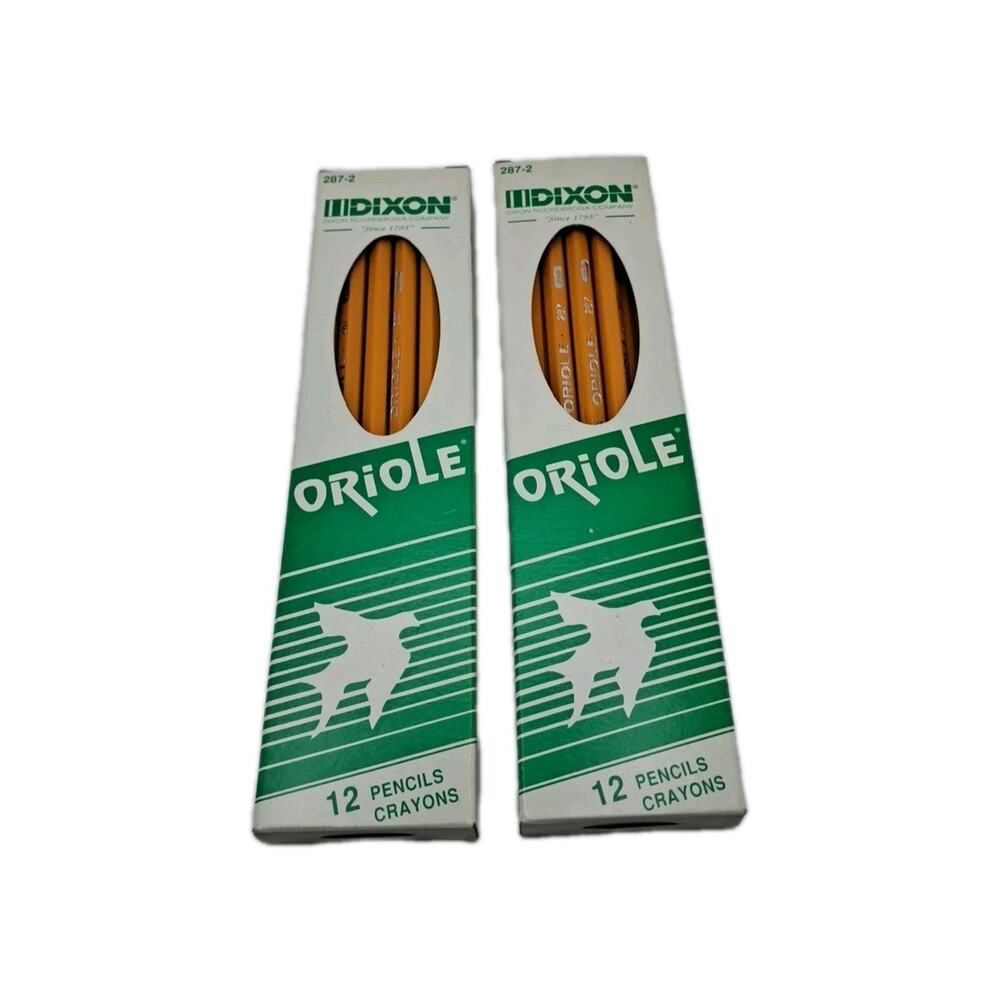 Lot 2 Dixon ORIOLE School Supply 12 Pencils Soft NonToxic Made In USA #287 VTG